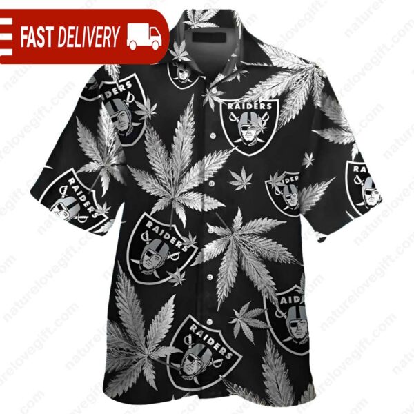 Las Vegas Raiders Cannabis Plant Purple NFL Hawaiian Shirt - available at - rugbyfanstore.com