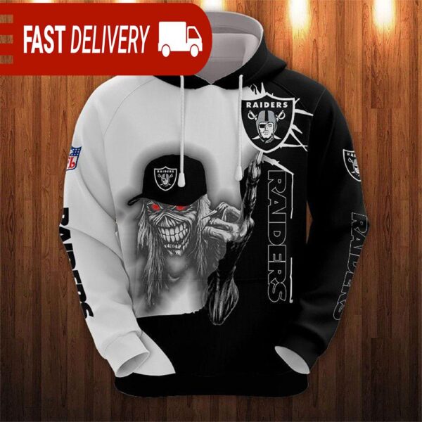 Las Vegas Raiders Long Hair Skull Halloween Hoodie NFL Gifts - available at - rugbyfanstore.com