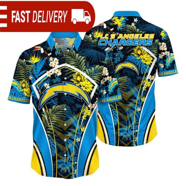 Los Angeles Chargers NFL Flower Tropical Hawaiian Shirt - available at - rugbyfanstore.com