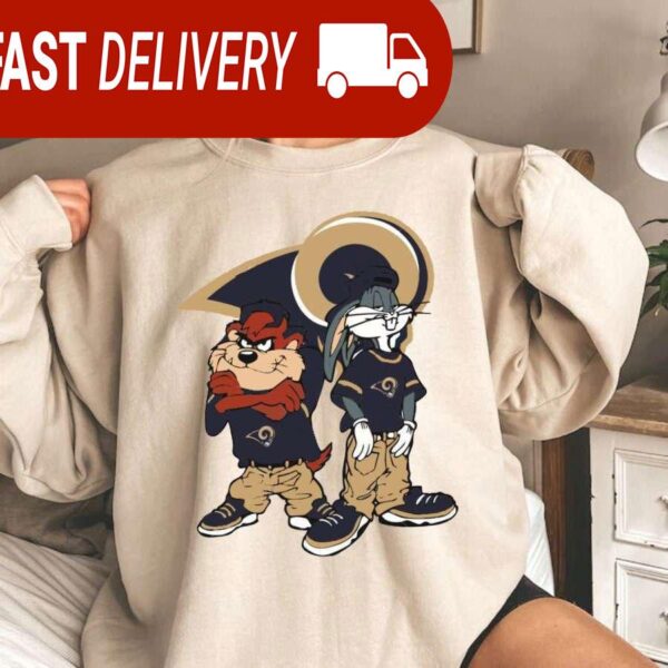 Los Angeles Rams Bugs Bunny Looney Tunes NFL Sweatshirt Gifts for Fans - available at - rugbyfanstore.com