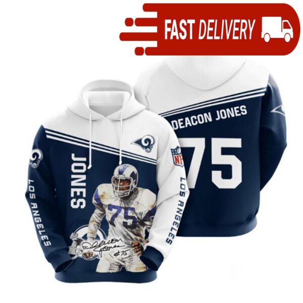 Los Angeles Rams Deacon Jones 75 NFL Hoodie Gifts for Fans - available at - rugbyfanstore.com