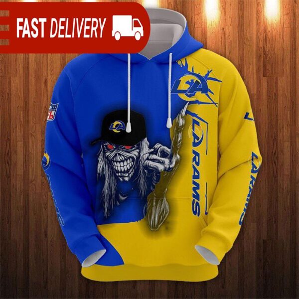 Los Angeles Rams Long Hair Skull Halloween Hoodie NFL Gifts - available at - rugbyfanstore.com