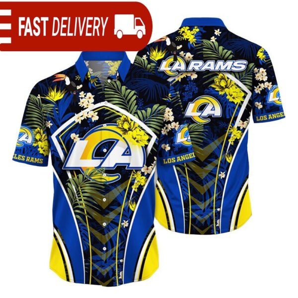 Los Angeles Rams NFL Flower Tropical Hawaiian Shirt - available at - rugbyfanstore.com