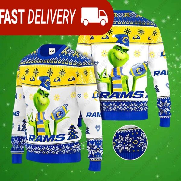 Los Angeles Rams NFL Grinch Ugly Christmas Sweater - available at - rugbyfanstore.com