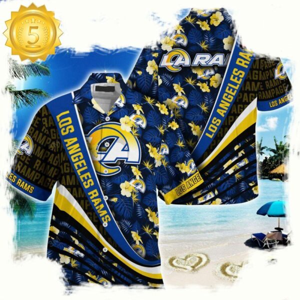 Los Angeles Rams NFL Hawaii Shirt With Tropical Flower Pattern - available at - rugbyfanstore.com