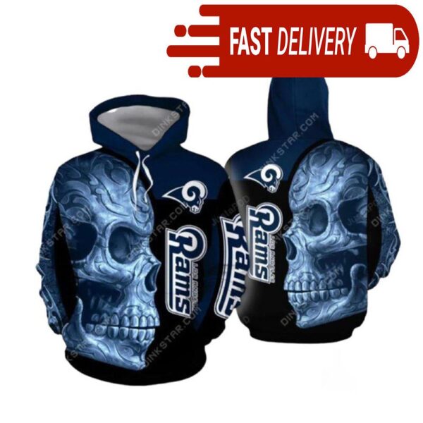 Los Angeles Rams Skull Face NFL Hoodie Gifts for Fans - available at - rugbyfanstore.com