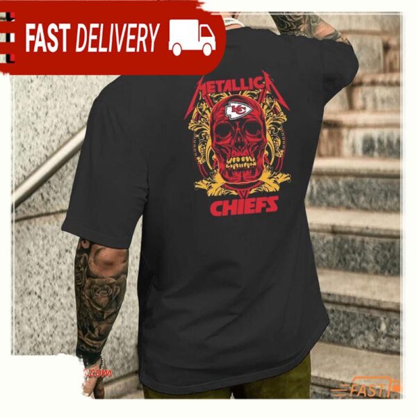 Metallica Band Kansas City Chiefs NFL Back Print T Shirt - available at - rugbyfanstore.com