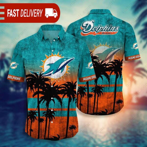 Miami Dolphins Button Down Shirt NFL Summer Hawaiian Shirts - available at - rugbyfanstore.com