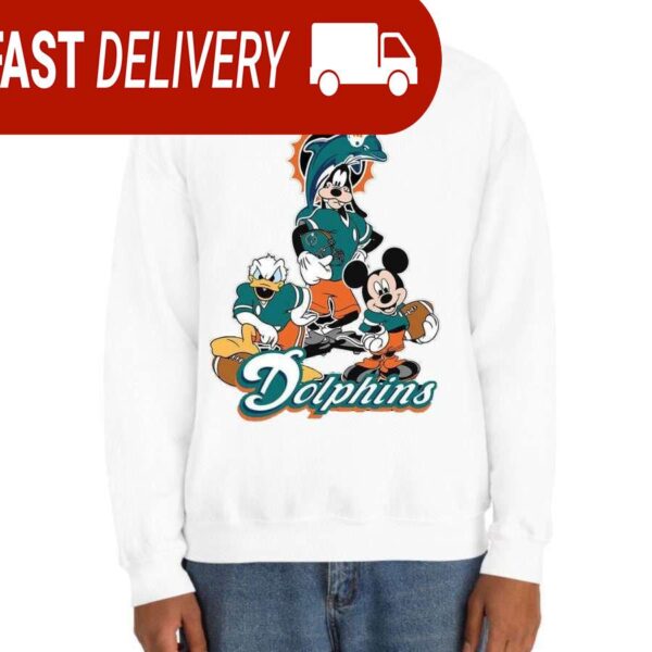 Miami Dolphins Mickey Goofy Donald Disney NFL Sweatshirt Gifts for Fans - available at - rugbyfanstore.com