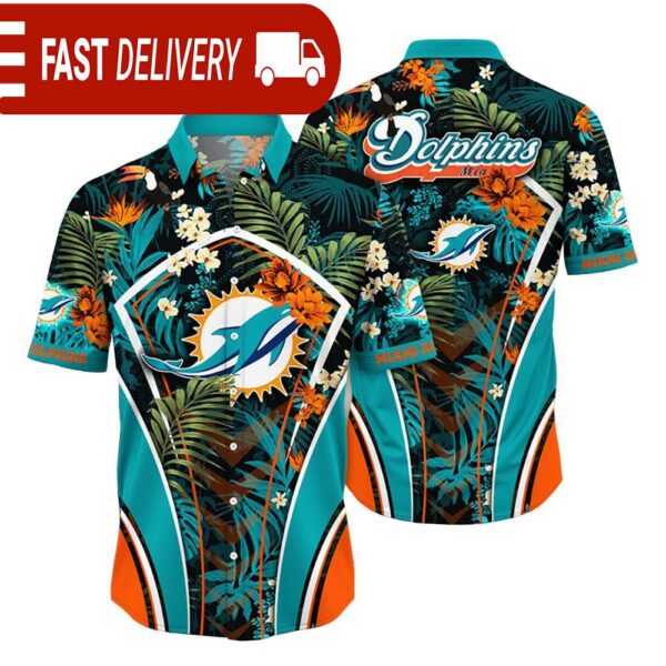 Miami Dolphins NFL Flower Tropical Hawaiian Shirt - available at - rugbyfanstore.com