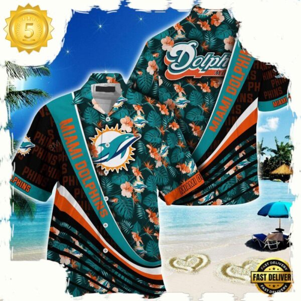 Miami Dolphins NFL Hawaii Shirt With Tropical Flower Pattern - available at - rugbyfanstore.com