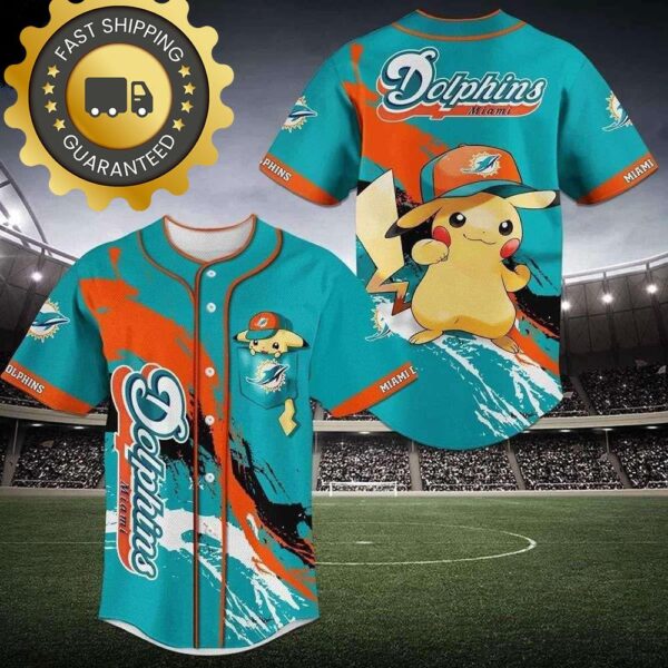 Miami Dolphins Pikachu NFL Jersey Gift For Dolphins Fans - available at - rugbyfanstore.com