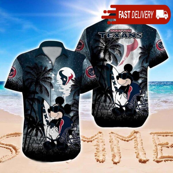 Mickey Mouse Houston Texans NFL Hawaiian Shirt Summer Vibes Disney Gift - available at - rugbyfanstore.com