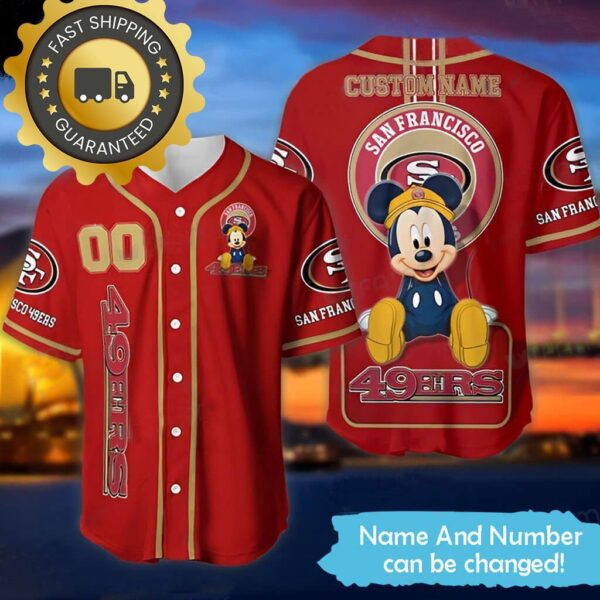 Mickey Mouse San Francisco 49ers Personalized NFL Jersey with Name and Number - available at - rugbyfanstore.com