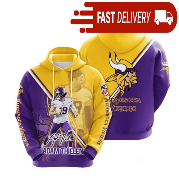 Minnesota Vikings Adam Thielen NFL Hoodie Gifts for Fans - available at - rugbyfanstore.com