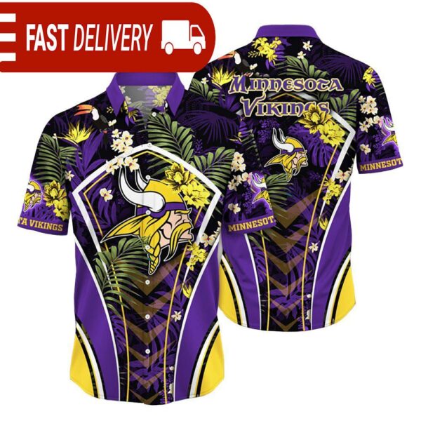 Minnesota Vikings NFL Flower Tropical Hawaiian Shirt - available at - rugbyfanstore.com