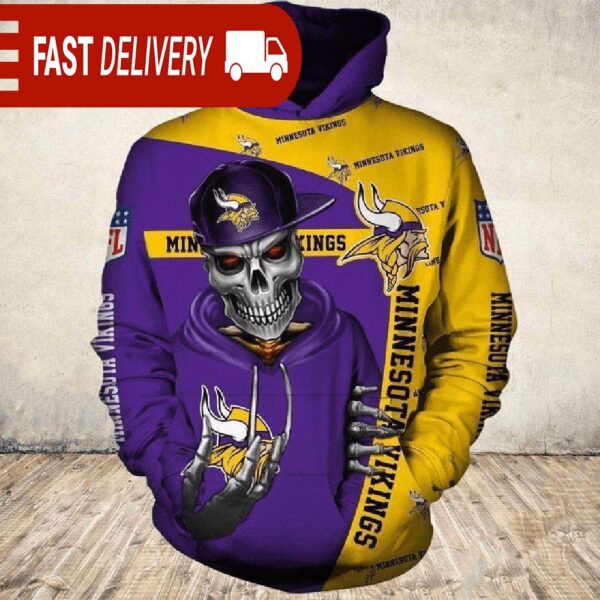 Minnesota Vikings Skull of Death Halloween Hoodie NFL Gifts - available at - rugbyfanstore.com