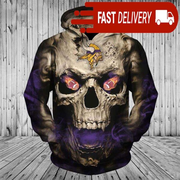 Minnesota Vikings Vintage Scared Skull Halloween NFL Hoodie Gifts for Fans - available at - rugbyfanstore.com