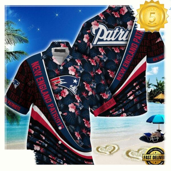 New England Patriots NFL Hawaii Shirt With Tropical Flower Pattern - available at - rugbyfanstore.com