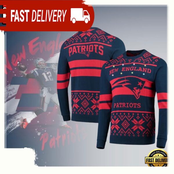 New England Patriots NFL Navy-Red Ugly Christmas Sweater - available at - rugbyfanstore.com