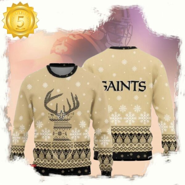 New Orleans Saints Christmas Reindeer NFL Ugly Sweater - available at - rugbyfanstore.com