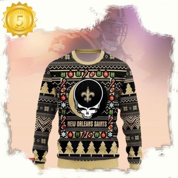 New Orleans Saints Grateful Dead NFL Christmas Ugly Sweaters - available at - rugbyfanstore.com