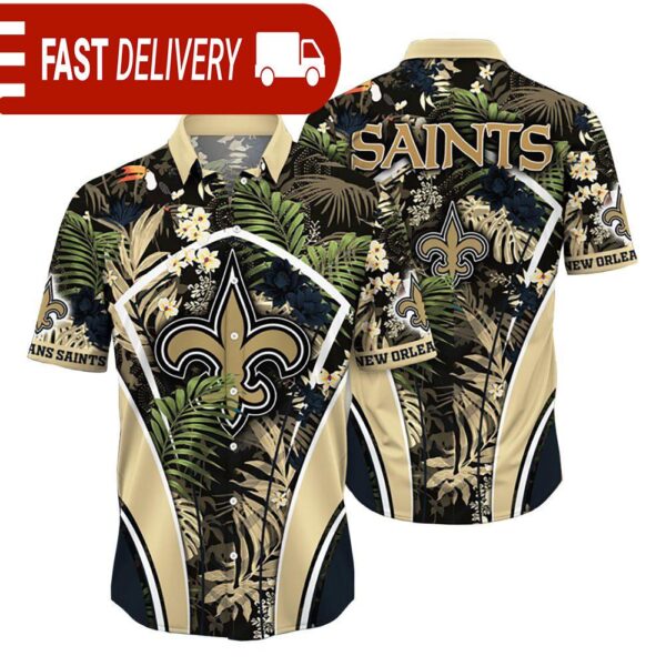 New Orleans Saints NFL Flower Tropical Hawaiian Shirt - available at - rugbyfanstore.com