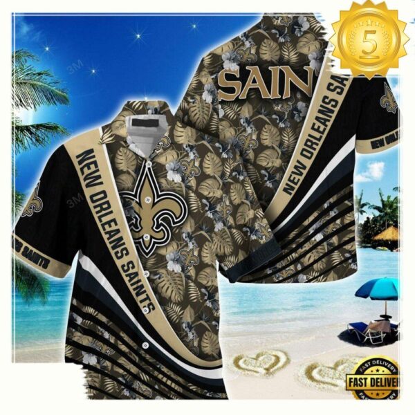 New Orleans Saints NFL Hawaii Shirt With Tropical Flower Pattern - available at - rugbyfanstore.com