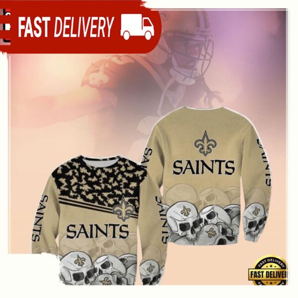 New Orleans Saints Skull Comfy NFL Christmas Ugly Sweater - available at - rugbyfanstore.com