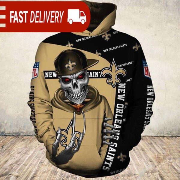 New Orleans Saints Skull of Death Halloween Hoodie NFL Gifts - available at - rugbyfanstore.com