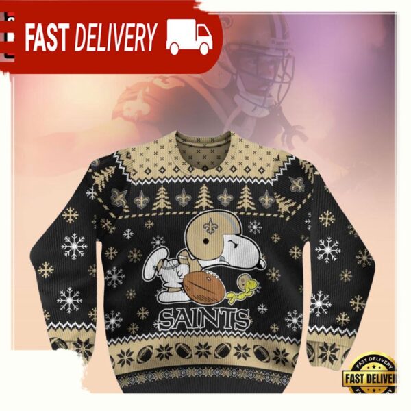 New Orleans Saints Snoopy NFL Christmas Ugly Sweater For Men Women - available at - rugbyfanstore.com