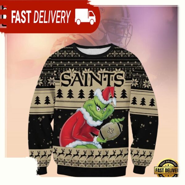 New Orleans Saints The Grinch NFL Christmas Ugly Sweater - available at - rugbyfanstore.com