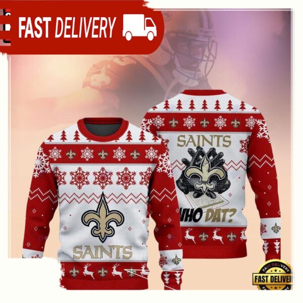 New Orleans Saints Who Dat NFL Christmas Ugly Sweater - available at - rugbyfanstore.com