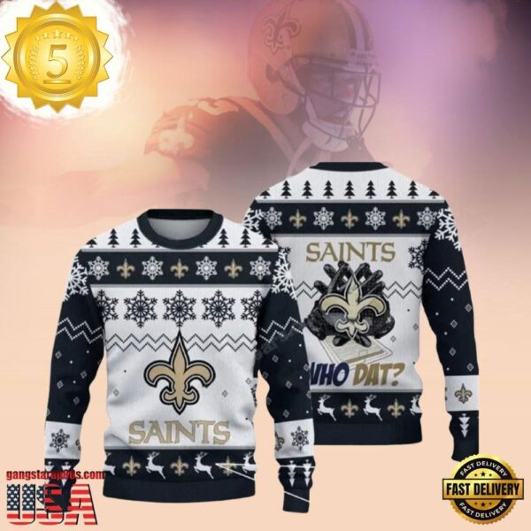 New Orleans Saints Who Dat NFL Christmas Ugly Sweaters - available at - rugbyfanstore.com