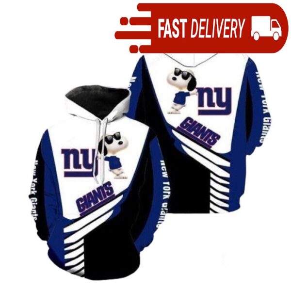 New York Giants Football Snoopy Peanuts 3D Hoodie NFL Gifts - available at - rugbyfanstore.com