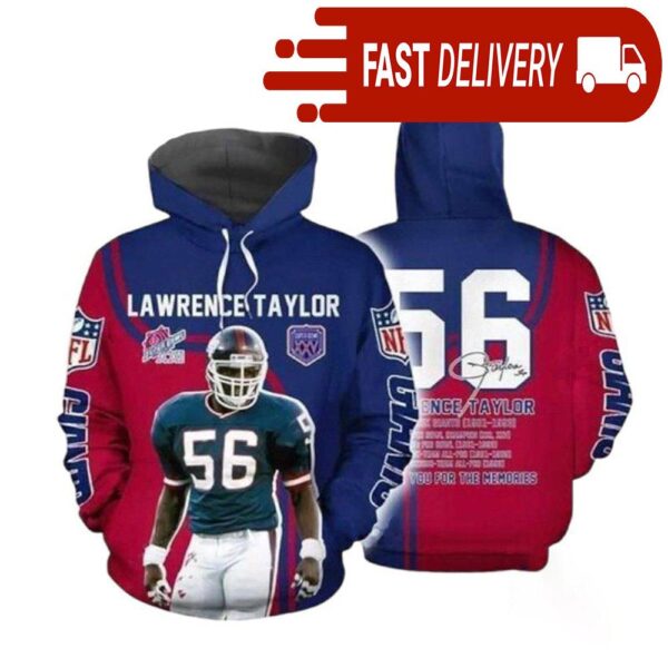 New York Giants Lawrance Taylor NFL Hoodie Gifts for Fans - available at - rugbyfanstore.com