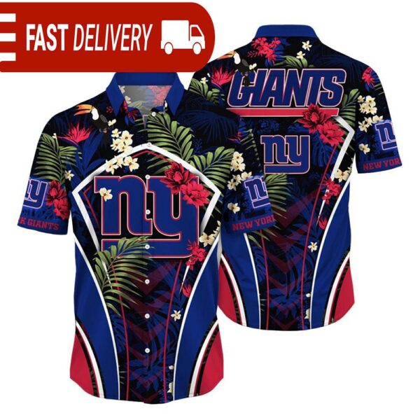 New York Giants NFL Flower Tropical Hawaiian Shirt - available at - rugbyfanstore.com