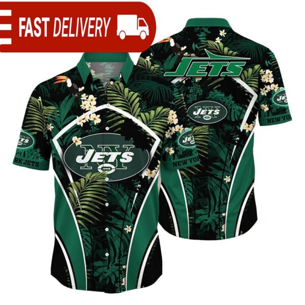 New York Jets NFL Flower Tropical Hawaiian Shirt - available at - rugbyfanstore.com