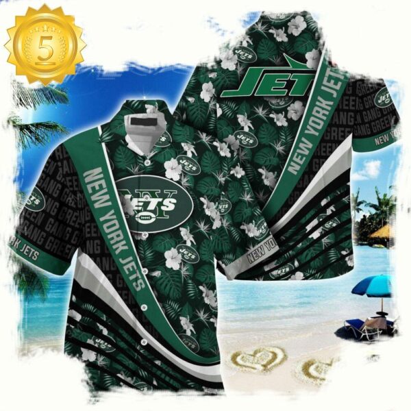 New York Jets NFL Hawaii Shirt With Tropical Flower Pattern - available at - rugbyfanstore.com