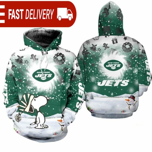 New York Jets Snoopy Green NFL Hoodie Christmas Gift for Fans - available at - rugbyfanstore.com