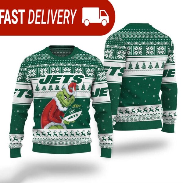 New York Jets The Grinch Christmas NFL Ugly Sweater Xmas Gift - available at - rugbyfanstore.com