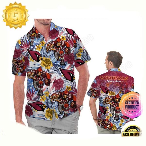 NFL Arizona Cardinals America Flag Tropical Floral Custom Hawaiian Shirt For Men Women - available at - rugbyfanstore.com