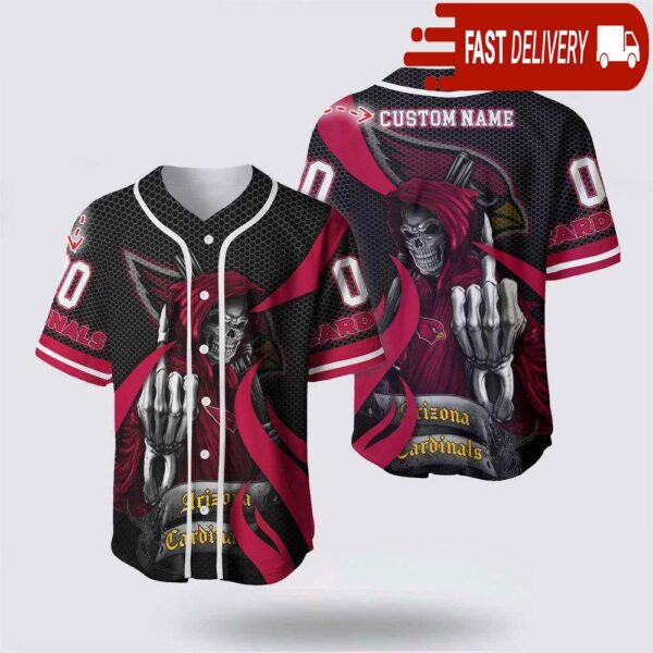 NFL Arizona Cardinals Grim Reaper Custom Name Baseball Jersey Gift for Your Squad - available at - rugbyfanstore.com