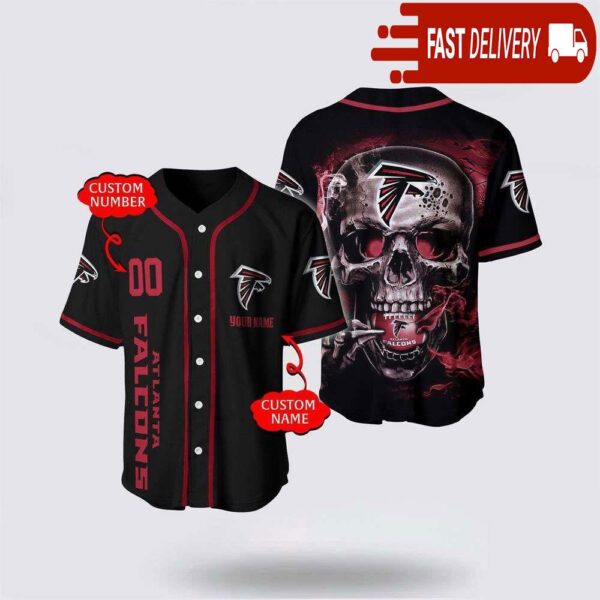 NFL Atlanta Falcons Baseball Jersey 3D Personalized Skull Shirt for Your Football Team - available at - rugbyfanstore.com