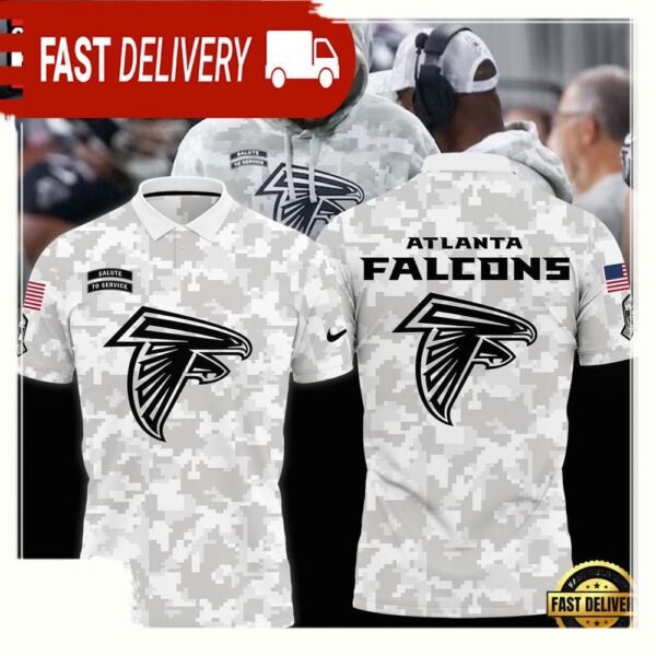 NFL Atlanta Falcons Camo 2025 Salute to Service Polo Shirt - available at - rugbyfanstore.com