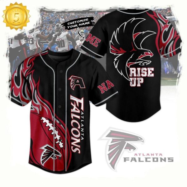 NFL Atlanta Falcons Football Rise Up Custom Name Baseball Jersey - available at - rugbyfanstore.com