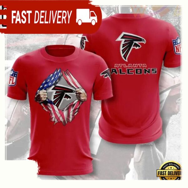 NFL Atlanta Falcons Football US Flag All Over Print T Shirt - available at - rugbyfanstore.com