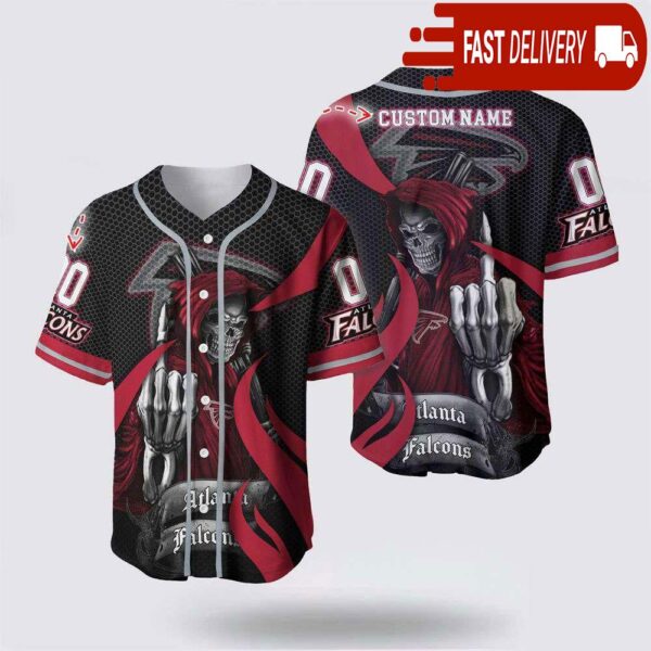 NFL Atlanta Falcons Grim Reaper Custom Name Baseball Jersey Gift for Your Squad - available at - rugbyfanstore.com