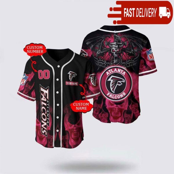 NFL Atlanta Falcons Personalized Baseball Jersey with Name and Number - available at - rugbyfanstore.com