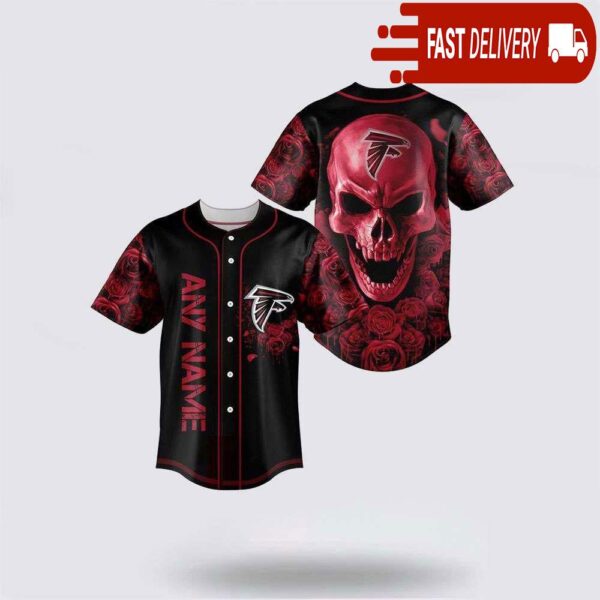 NFL Atlanta Falcons Skull Flower 3D Baseball Jersey Football Gift - available at - rugbyfanstore.com